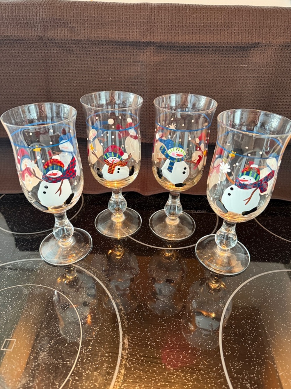 Avon Festive Snowman Wine Glasses - Multicolor